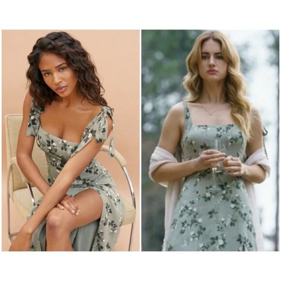 💕REFORMATION💕 Twilight Dress ~ Verde Green Floral Print 2P NWOT - Picture 1 of 16